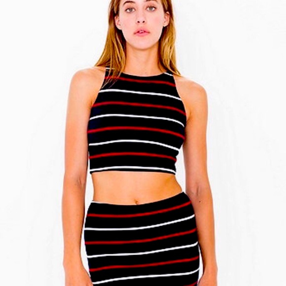 American apparel two piece striped bodycon set